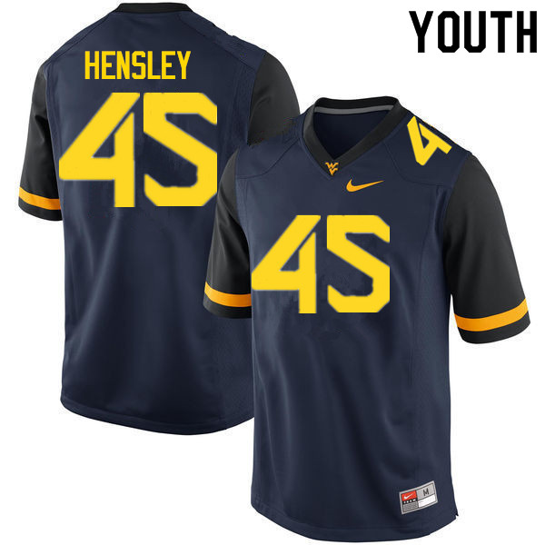 Youth #45 Adam Hensley West Virginia Mountaineers College Football Jerseys Sale-Navy - Click Image to Close